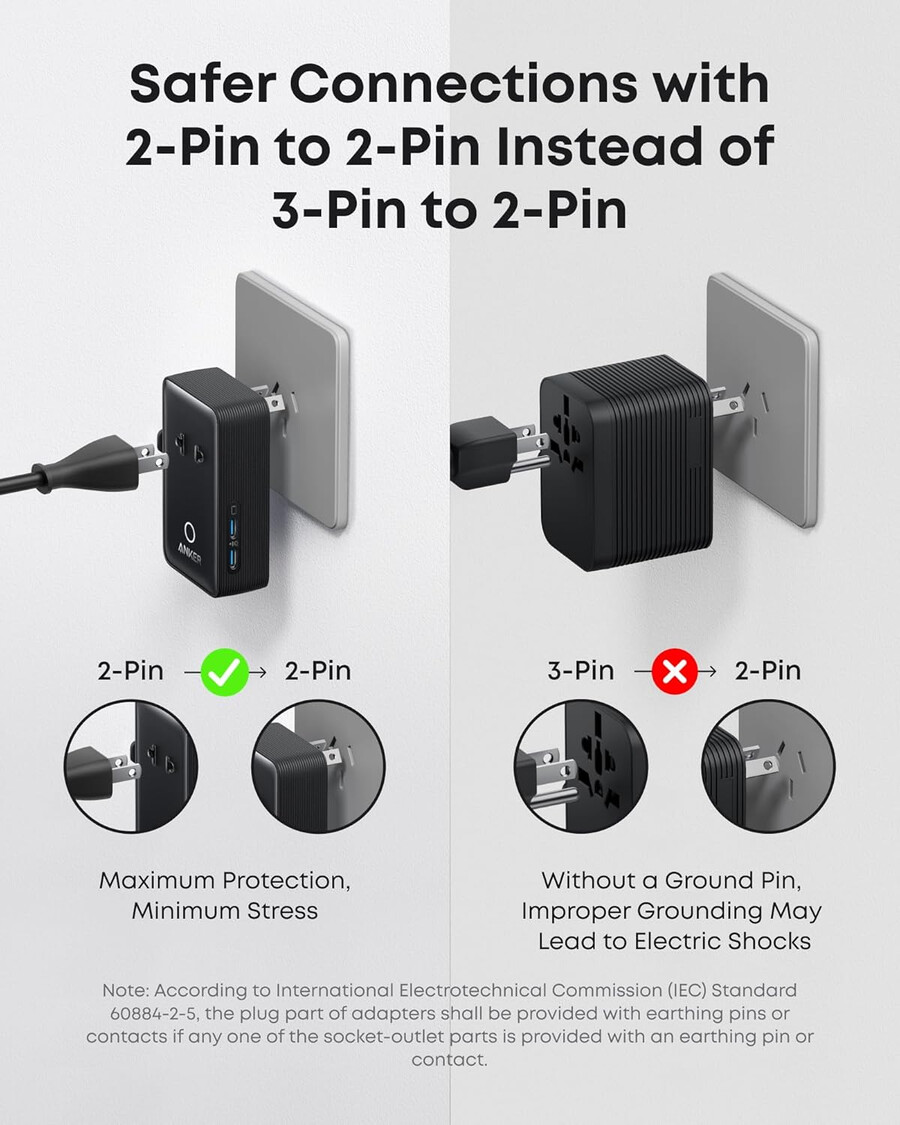 cestovní adaptér anker nano 5 v 1 20 w balení po 1 ks a nabíječka anker nano 45 w s kabelem usb-c na usb-c