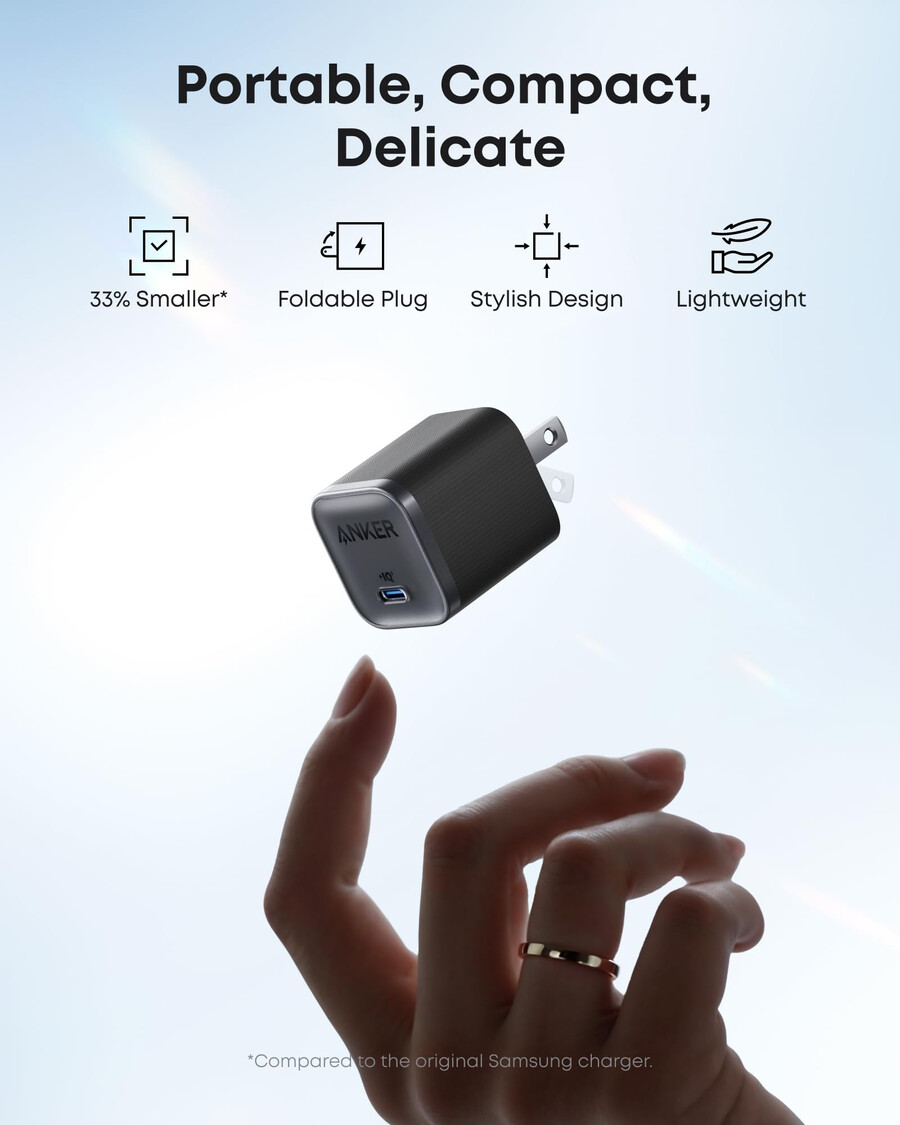 cestovní adaptér anker nano 5 v 1 20 w balení po 1 ks a nabíječka anker nano 45 w s kabelem usb-c na usb-c