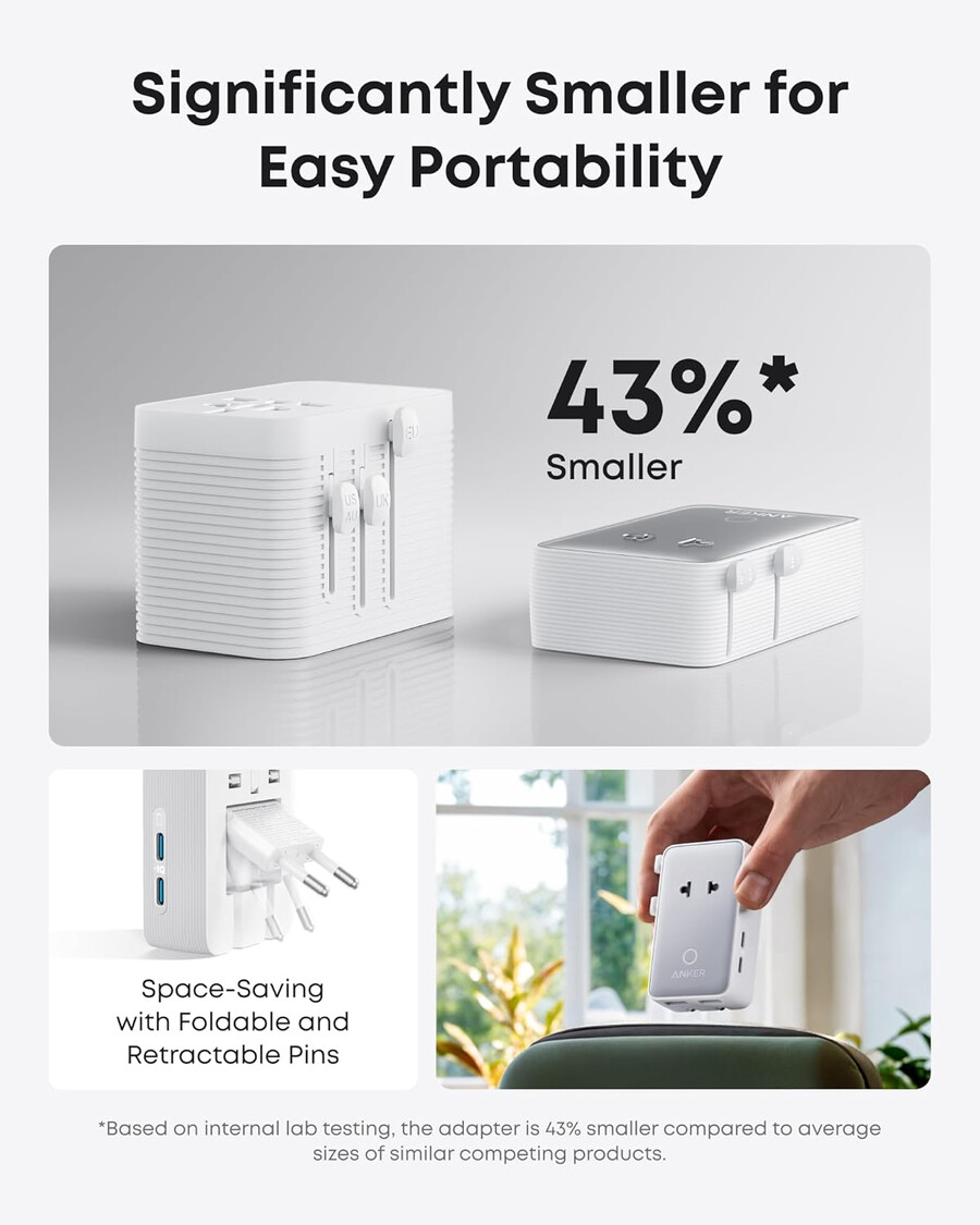 cestovní adaptér anker nano 5 v 1 20 w balení po 2 ks