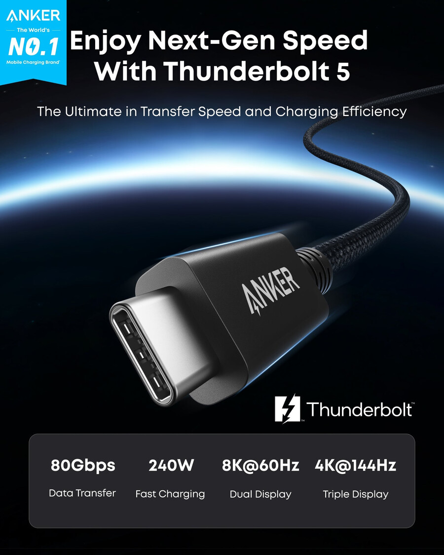 kabel anker prime thunderbolt 5 13 m52 m 80 gbs 240 w