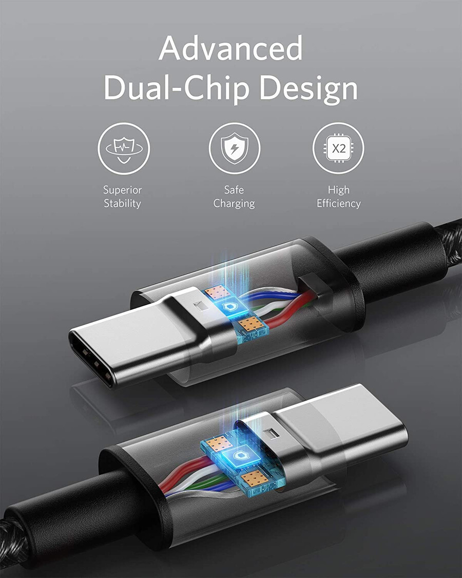 nový nylonový kabel usb-c na usb-c 100w 3 m