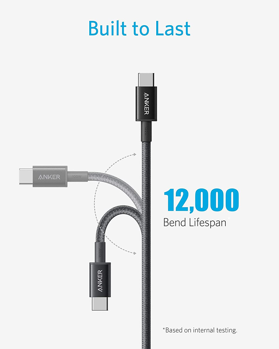nový nylonový kabel usb-c na usb-c 100w 3 m