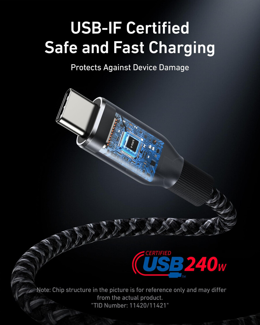 kabel anker prime usb-c na usb-c 240 w s upcyklovaným opletením