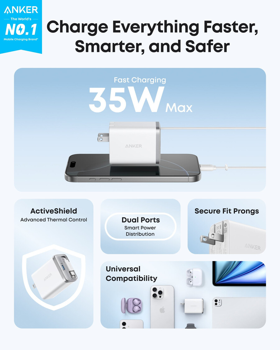 nabíječka anker nano 35w vestavěný zatahovací kabel usb-c