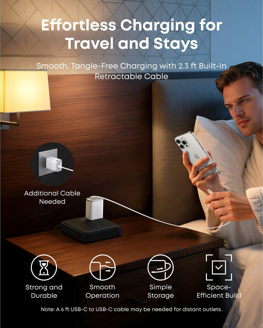 nabíječka anker nano 35w vestavěný zatahovací kabel usb-c