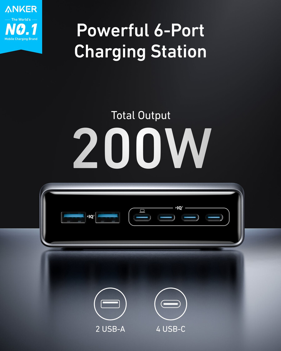 nabíječka anker prime 200 w 6 portů gan