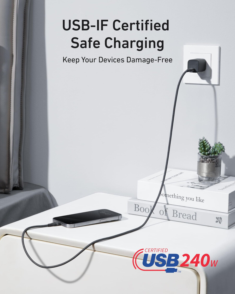 nabíječka anker prime 100 w 3 porty gan a kabel anker usb-c na usb-c 1 m 18 m 240 w opletený z recyklovaných materiálů