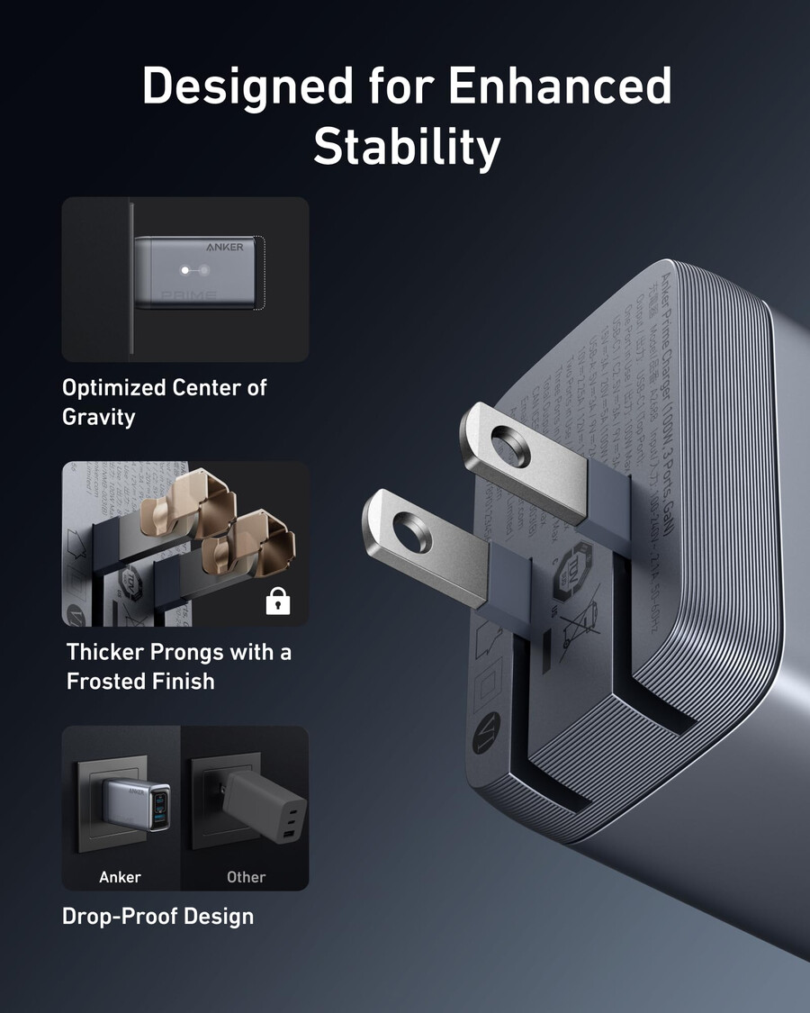 nabíječka anker prime 100 w 3 porty gan a kabel anker usb-c na usb-c 1 m 18 m 240 w opletený z recyklovaných materiálů