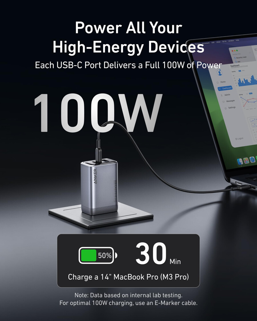nabíječka anker prime 100 w 3 porty gan