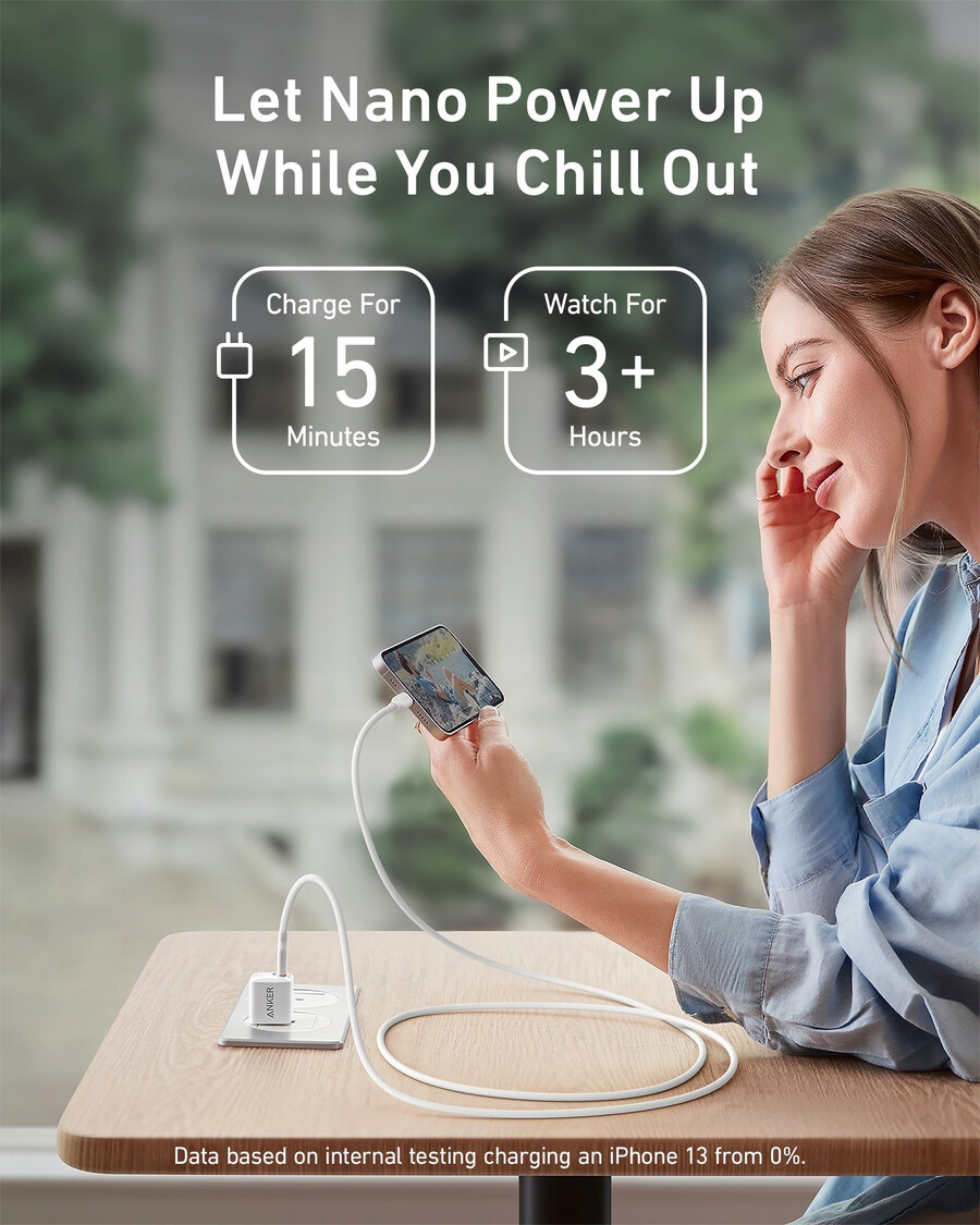 nabíječka anker 511 nano s kabelem usb-c na lightning