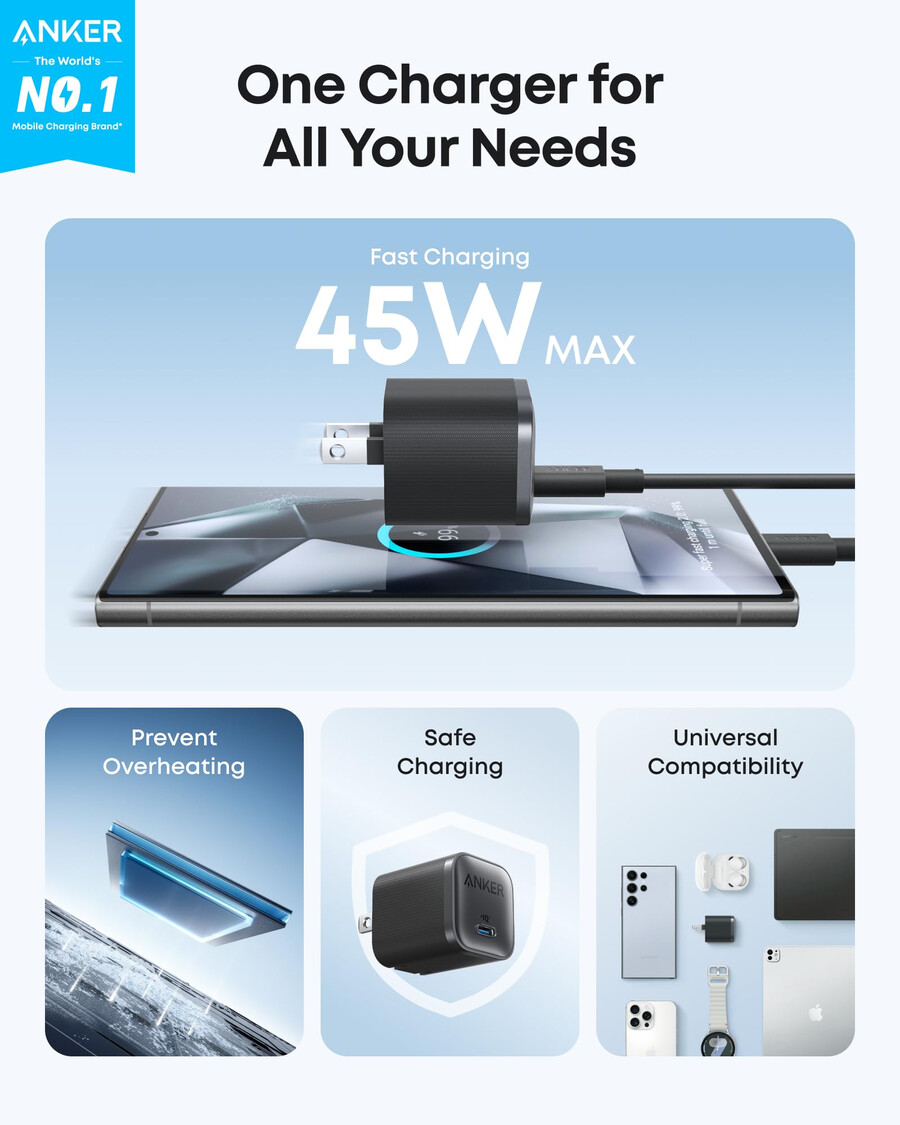 nabíječka anker nano 45w s kabelem usb-c na usb-c