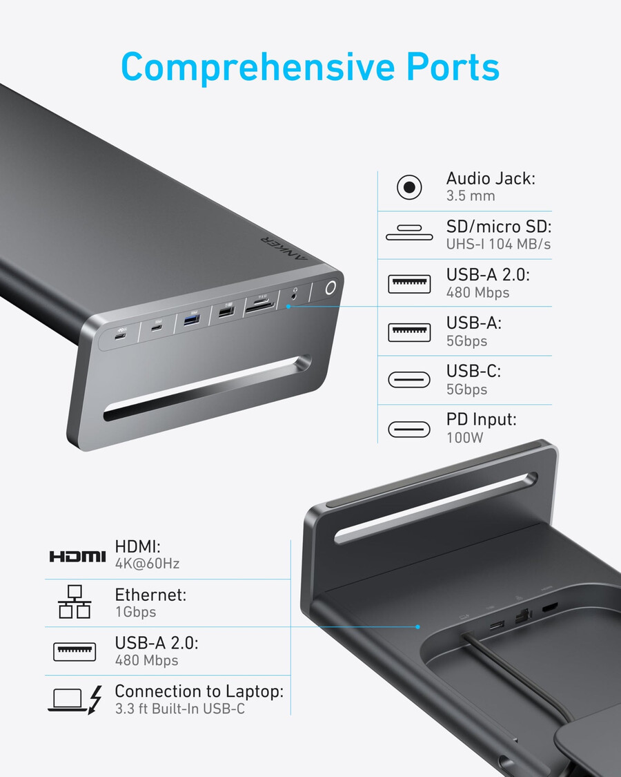 anker usb-c hub 10 v 1 stojan na monitor