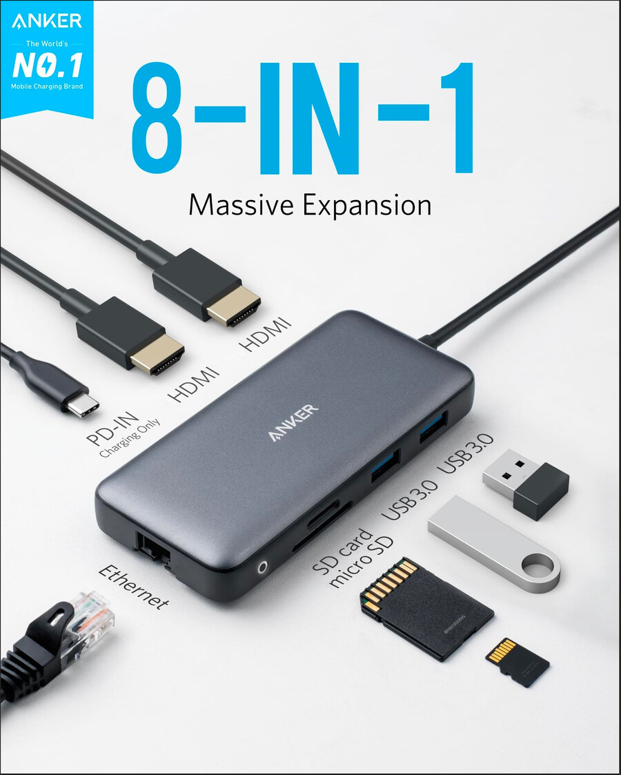 anker 553 usb-c hub 8 v 1