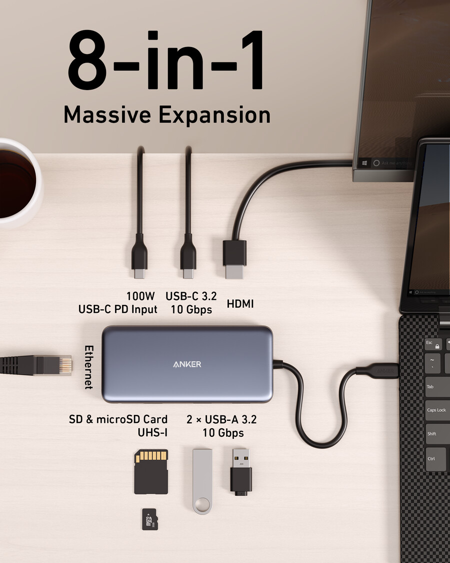 anker 555 usb-c hub 8 v 1