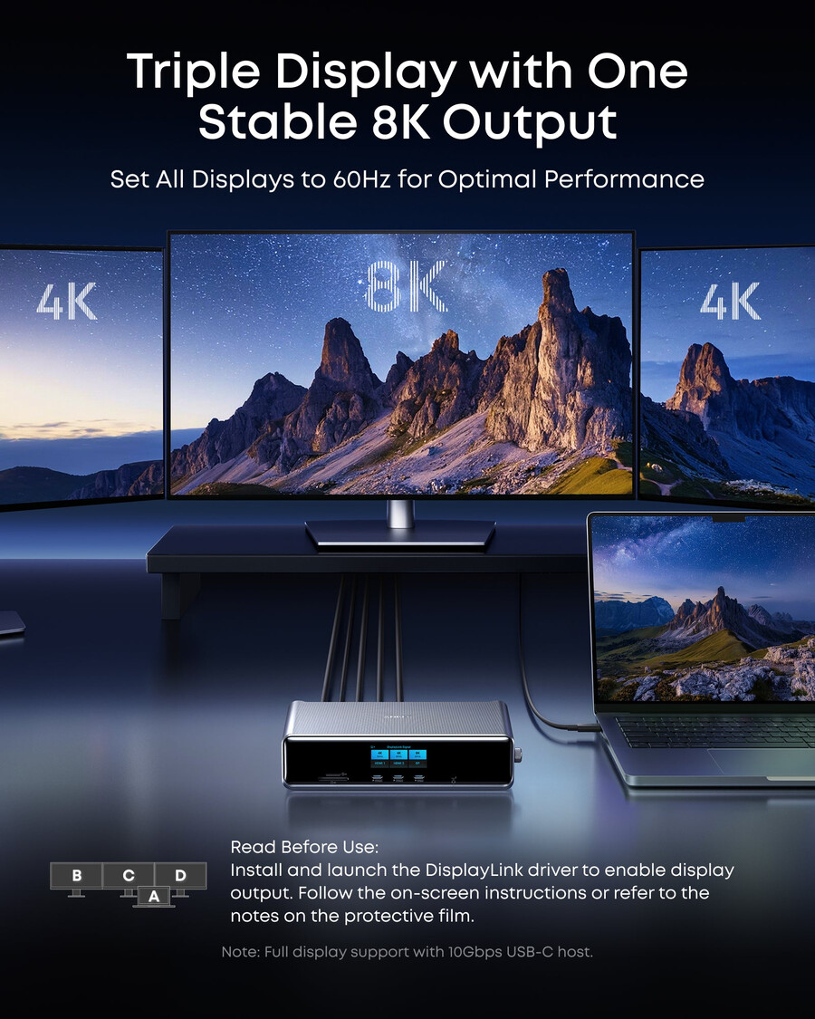 dokovací stanice anker prime 14 v 1 trojitý displej displaylink s dl7400