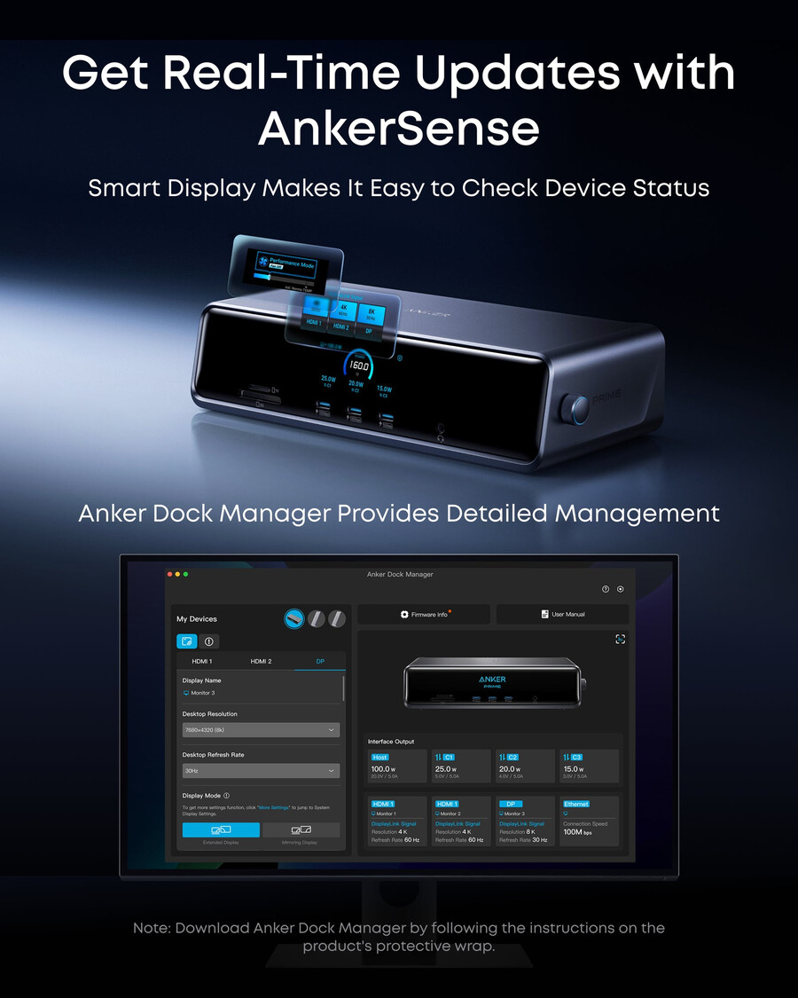 dokovací stanice anker prime 14 v 1 trojitý displej displaylink s dl7400