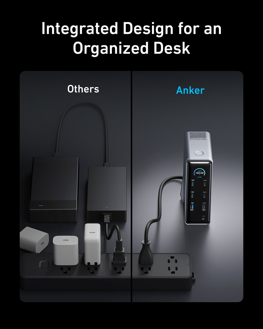 nabíjecí dokovací stanice anker prime 14 v 1 duální displej 160 w