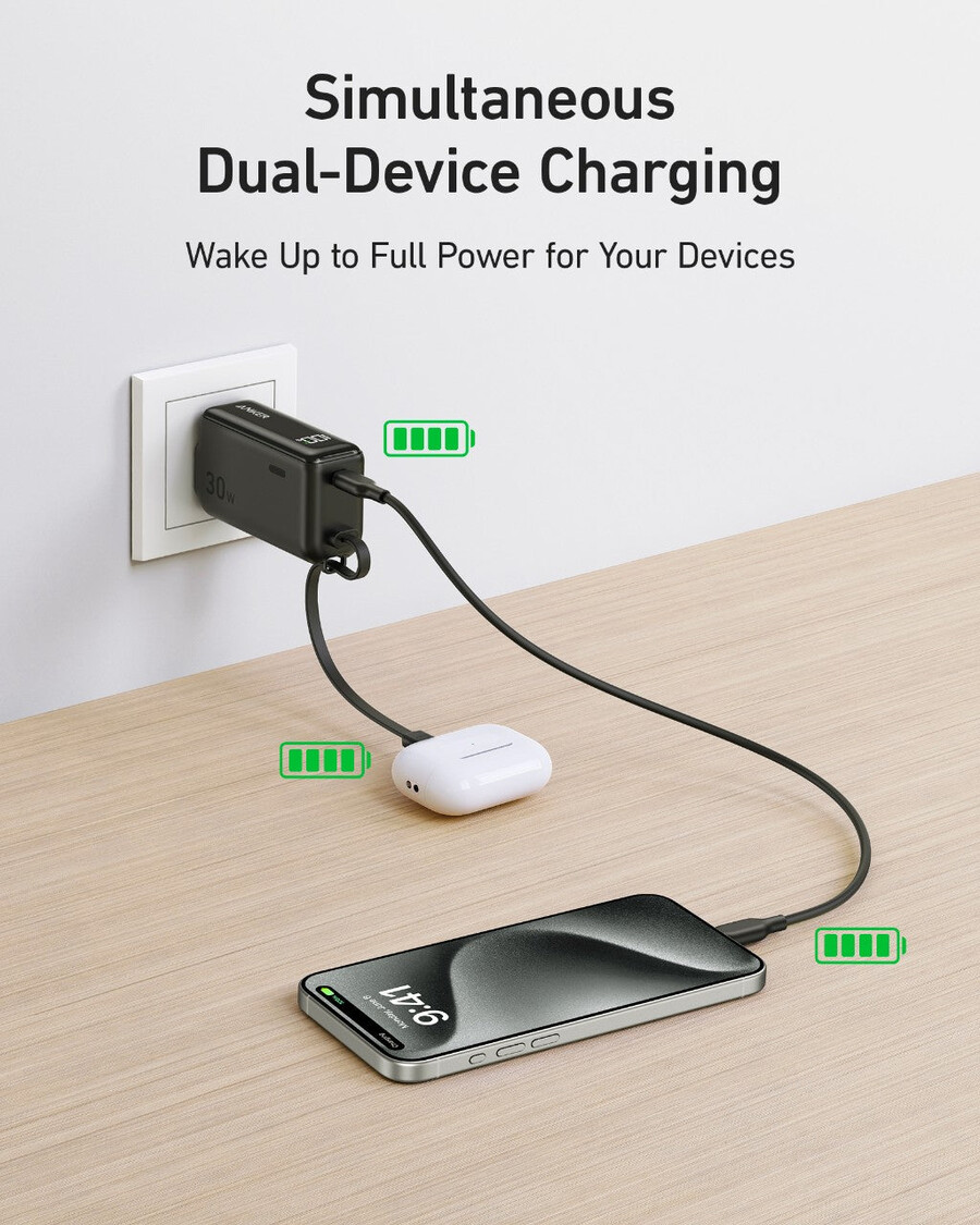 powerbanka anker 30w 5k fusion vestavěný kabel usb-c