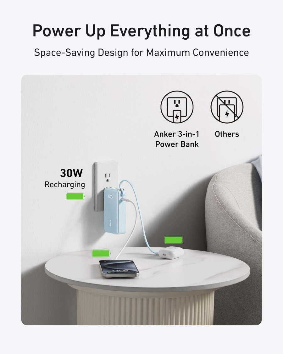 powerbanka anker 10k fusion vestavěný kabel
