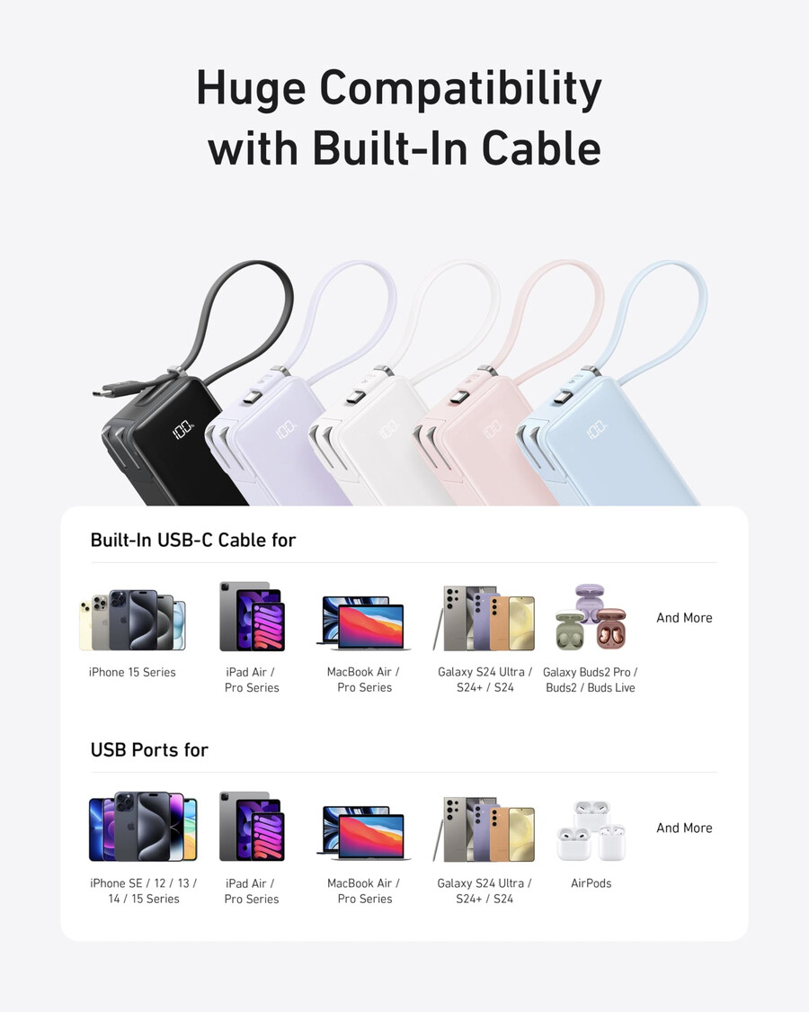 powerbanka anker 10k fusion vestavěný kabel