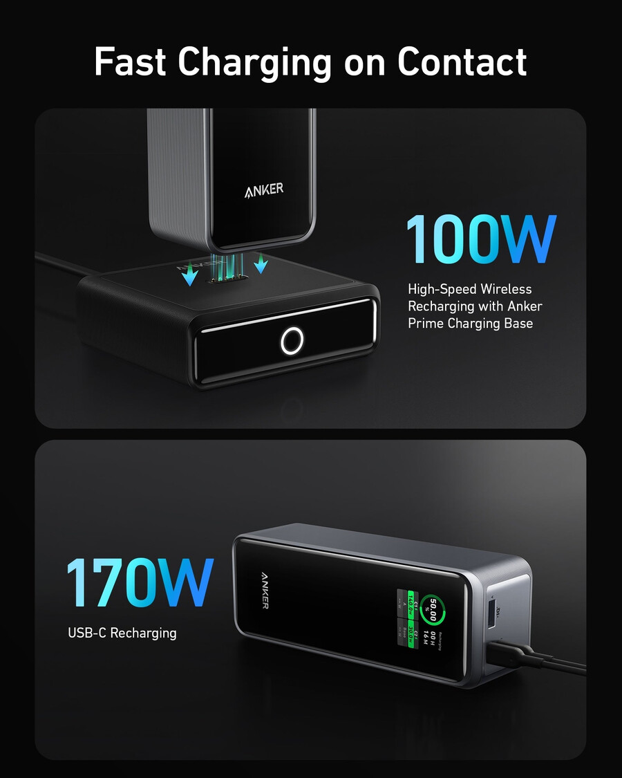 powerbanka anker prime 27 650 mah 250 w a nabíjecí základna 100 w