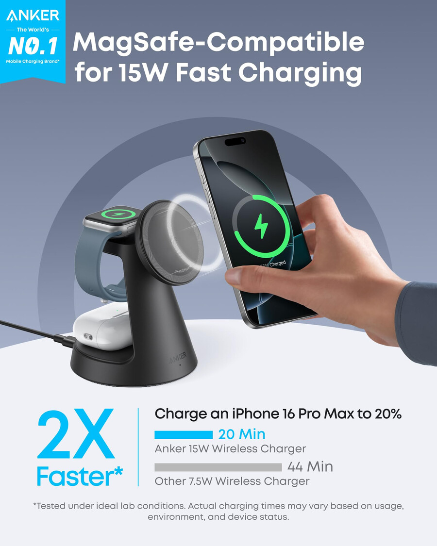 bezdrátová nabíjecí stanice anker maggo 3 v 1 dokovací stojan