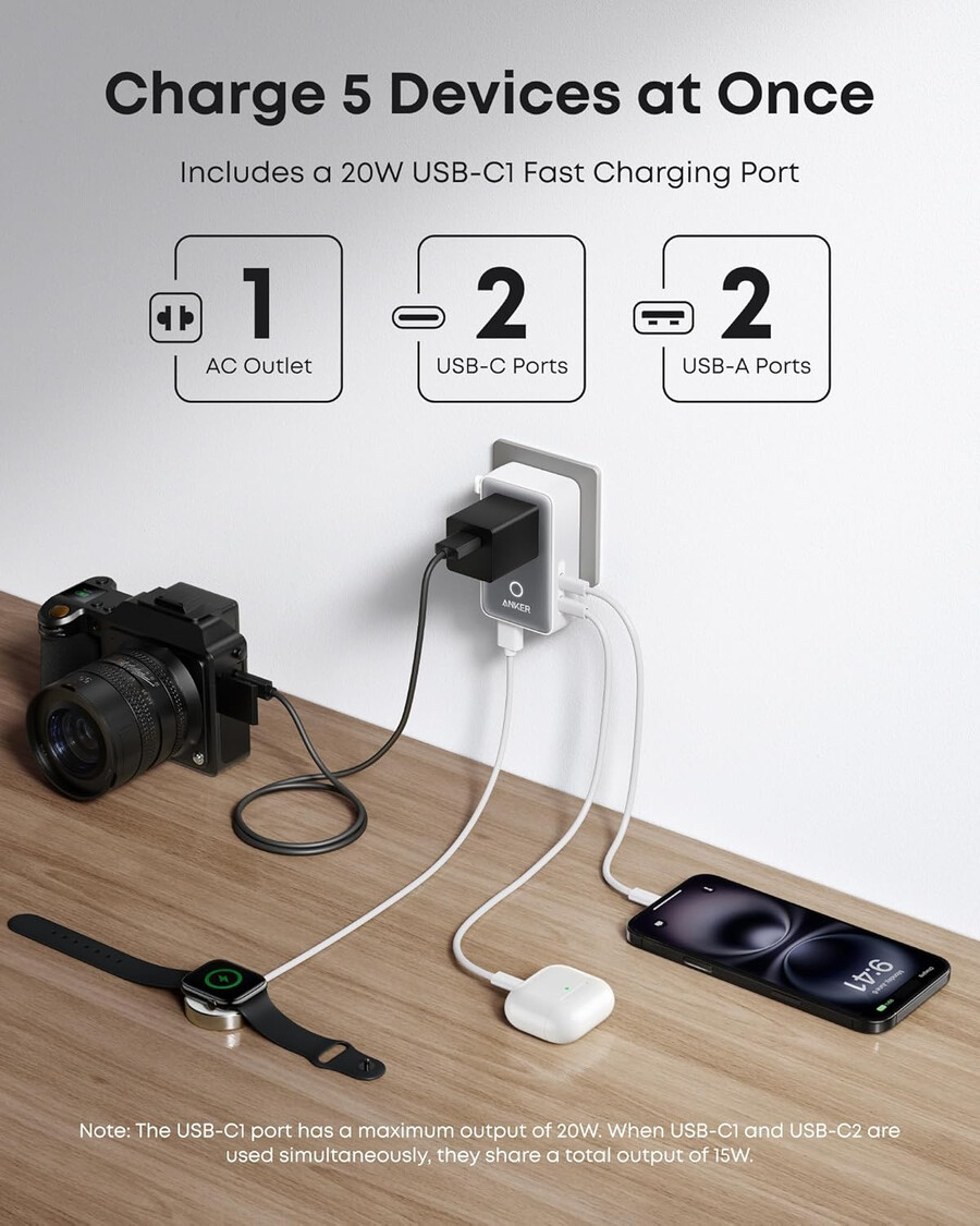 bezdrátová nabíjecí stanice anker maggo 3 v 1 skládací podložka a cestovní adaptér anker nano 5 v 1 20 w balení po 1 ks