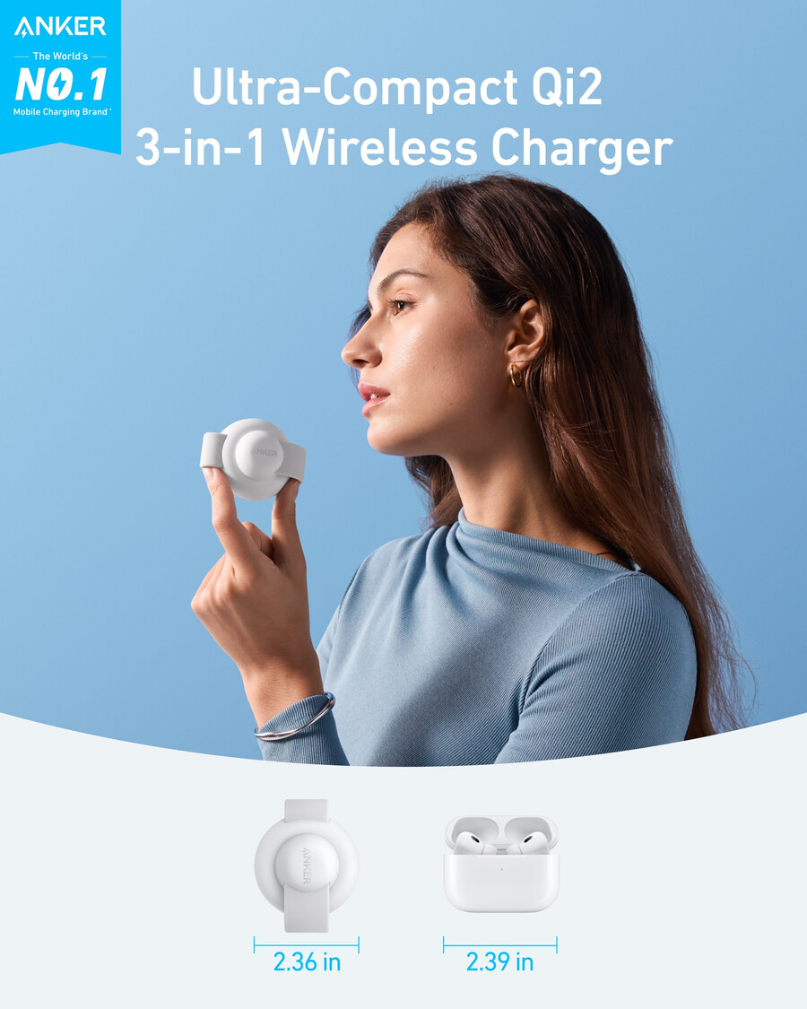 bezdrátová nabíjecí stanice anker maggo 3 v 1 skládací podložka a cestovní adaptér anker nano 5 v 1 20 w balení po 1 ks